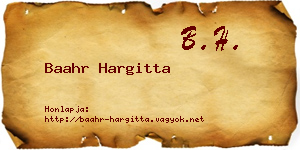 Baahr Hargitta névjegykártya